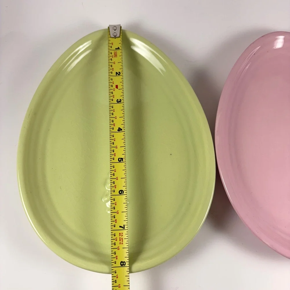Williams Sonoma Easter‎ Egg Shape Embossed Bunny Plates Pastel Set of 2